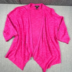 Alfani Linen/Cotton Fuschia Open Front Woven Knit Cardigan M Sustainable Barbie